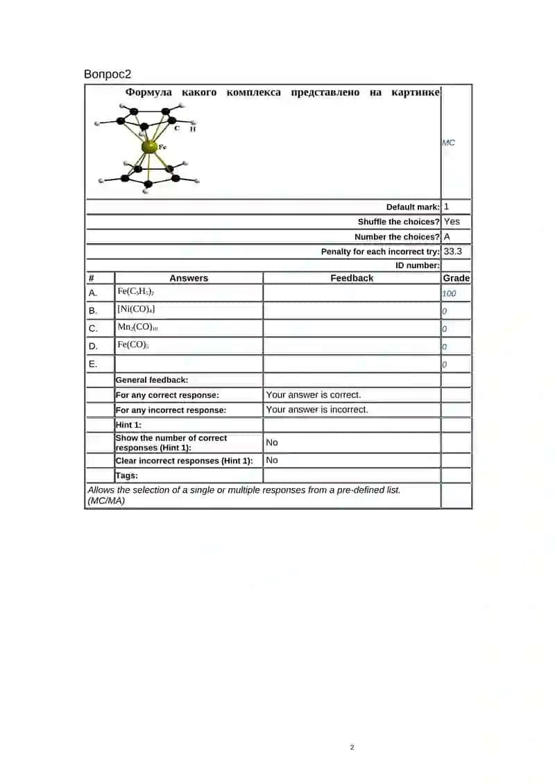 Moodle2Word Questions – English template 2