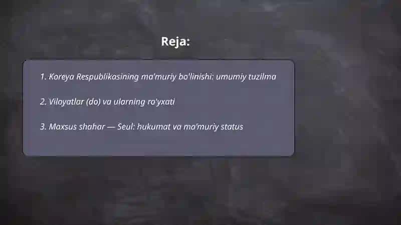 Koreya Respublikasining ma'muriy bo'linishi: umumiy tuzilma 2