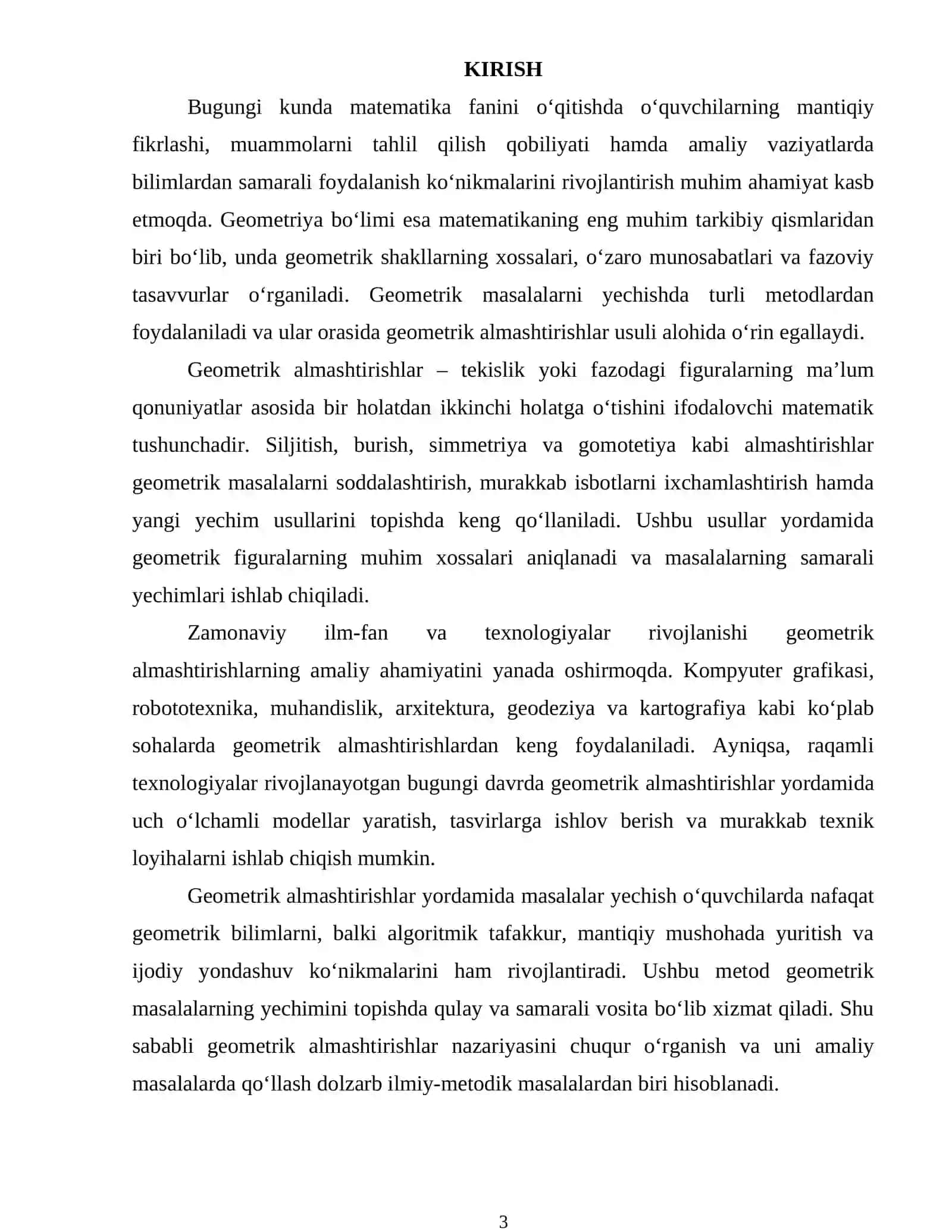 GEOMETRIK ALMASHTIRISHLAR YORDAMIDA MASALALAR YECHISH 2