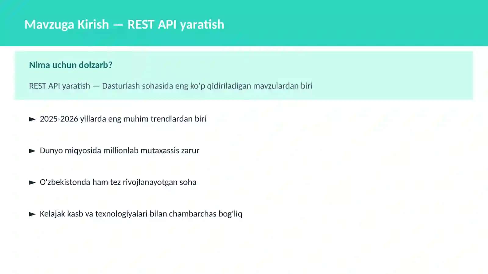 DASTURLASH | JAVASCRIPT VA WEB 2