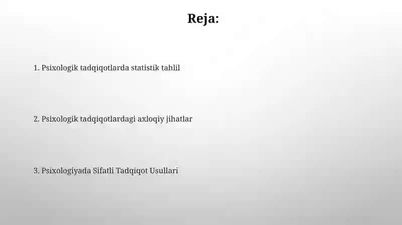 Hozirga zamon psixologiyasining tadqiqot metodlari 2