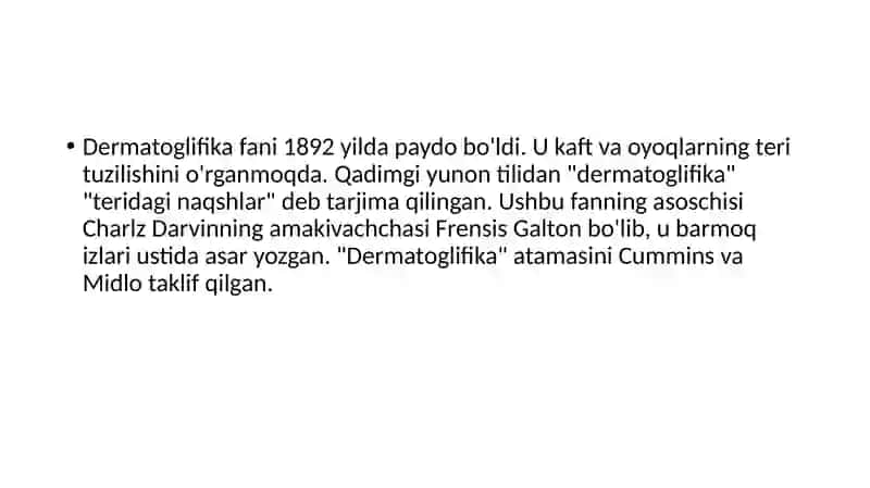 Odam genetikasining usullari: DERMOTOGLIFIKA usuli 2