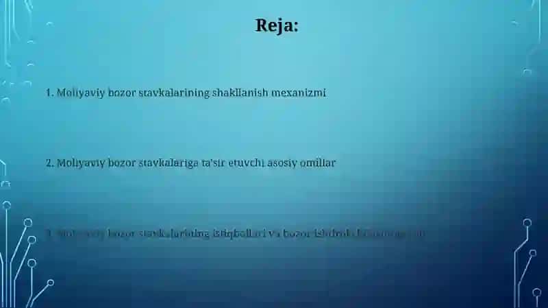 Moliyaviy bozor stavkalarining shakllanishi unga tasir etuvchi omillar 2
