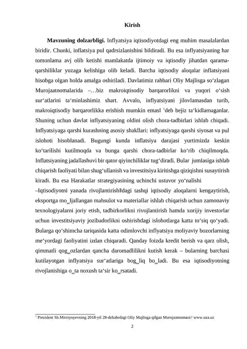 O'zbekistonda davlatning inflyatsiyaga qarshi siyosati va uning xususiyatlari 2