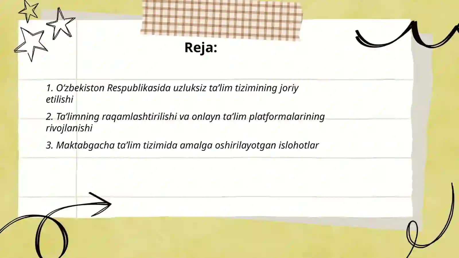 Oʻzbekiston Respublikasi taʼlim sohasida amalga oshirilgan islohotlar 2