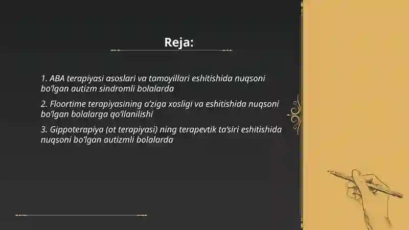 Eshitishida nuqsoni bo’lgan autizm sindromli bolalar uchun terapiyalar 2