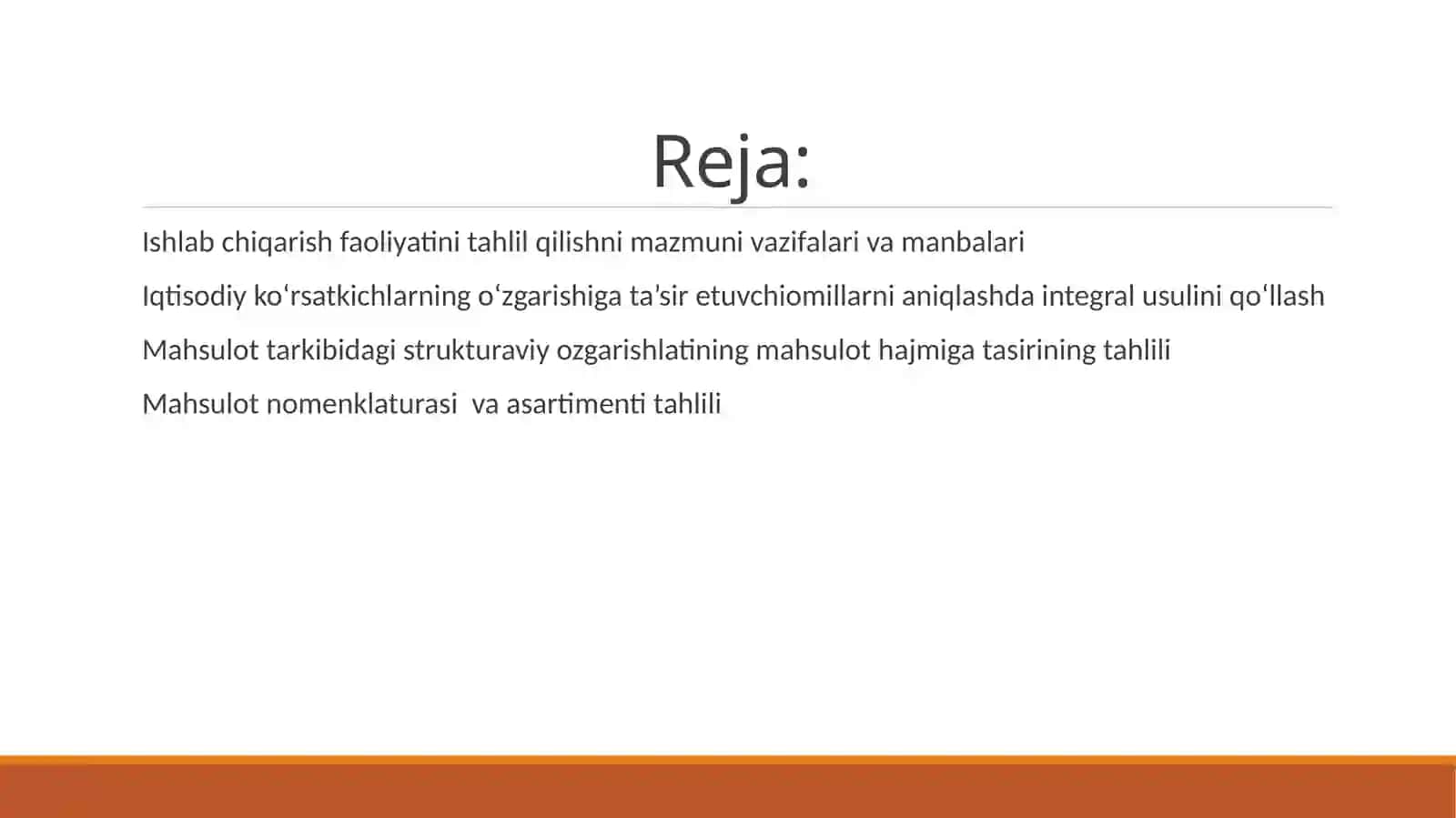 Ishlab chiqarish faoliyatining asosiy korsatkichlarining  tahlil qilish metodikasi asoslari 2