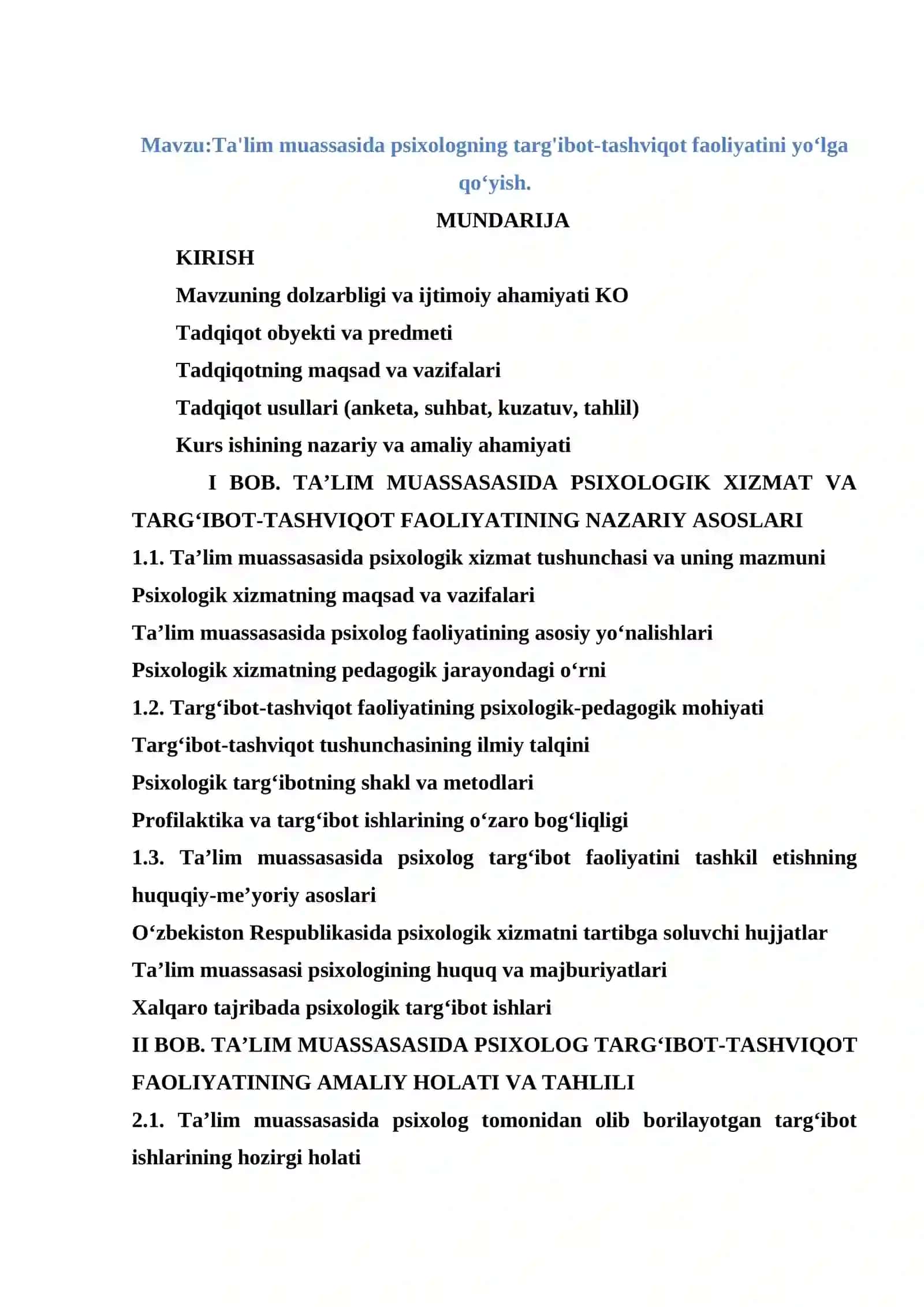 Ta'lim muassasida psixologning targ'ibot-tashviqot faoliyatini yoʻlga qoʻyish 2