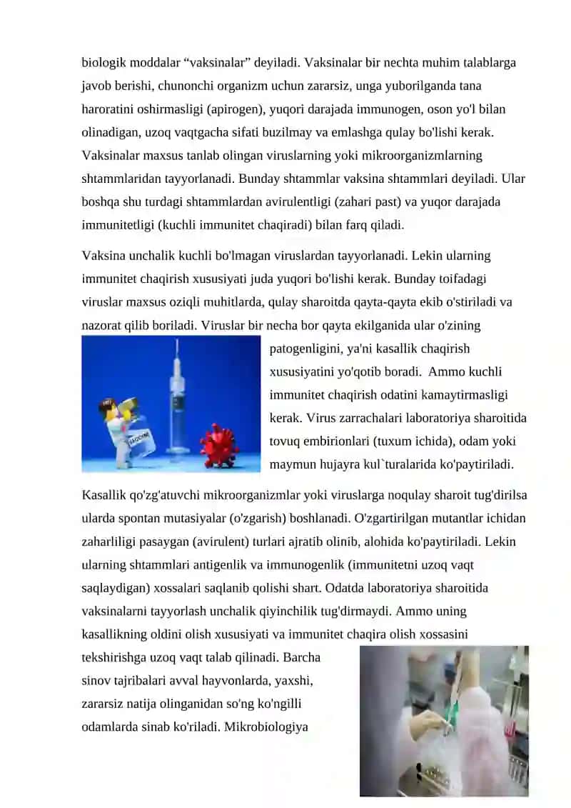 VIRUSLARGA QARSHI VAKSINALAR VA ULARNI ISHLAB CHIQISH 2