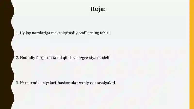 Uy-joy narxlari va makroiqtisodiy omillar tahlili 2