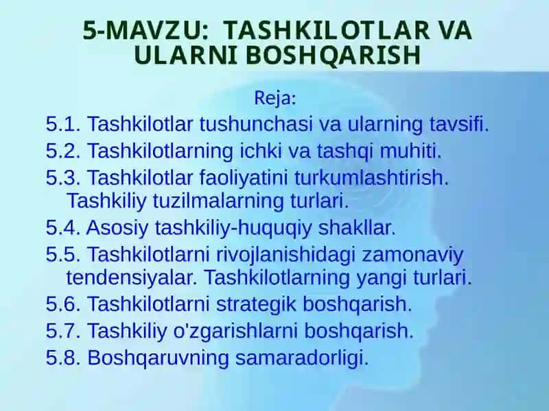 TASHKILOTLAR VA ULARNI BOSHQARISH 2