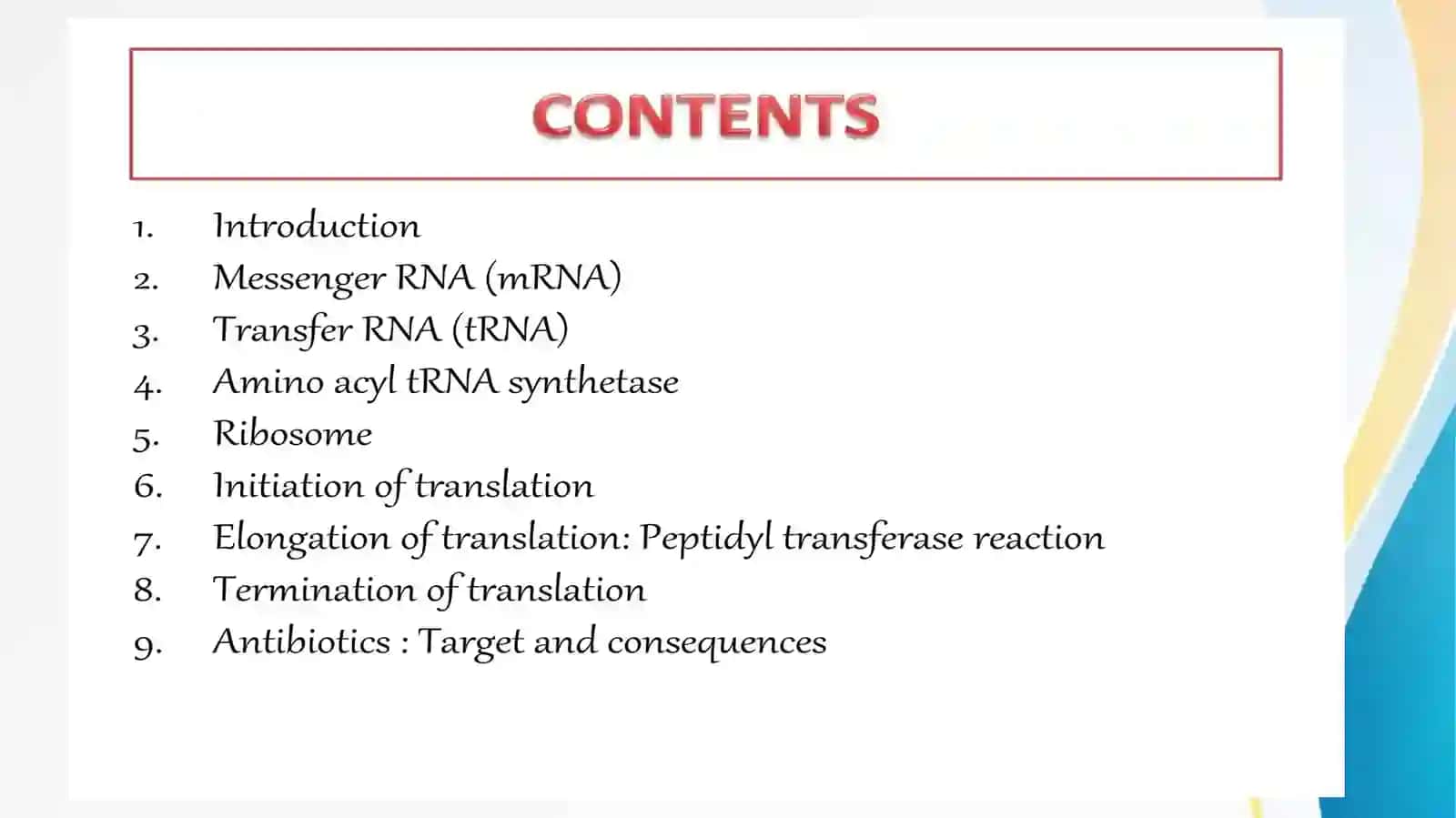 TRANSLATION (PROTEIN SYNTHESIS) 2