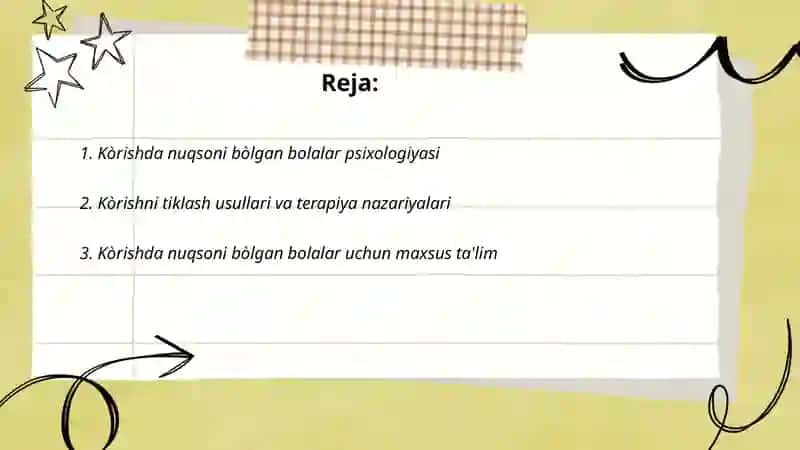 Kòrishda nuqsoni bòlgan bolalarni tarbiya nazariyasi 2