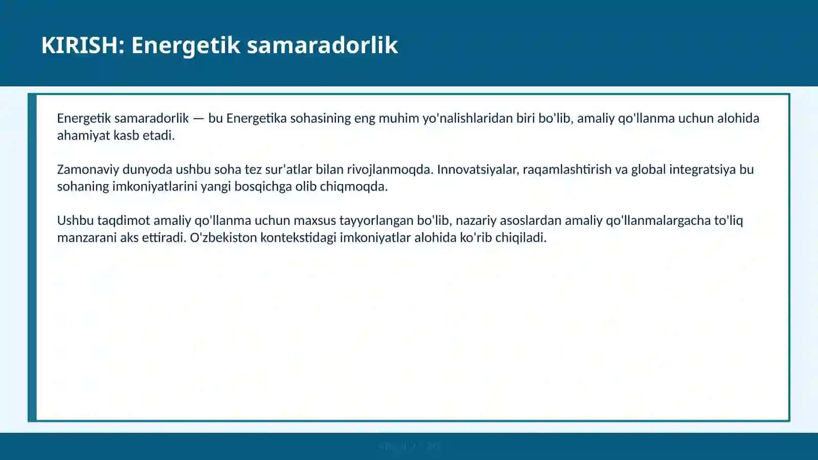 Energetik Samaradorlik 2