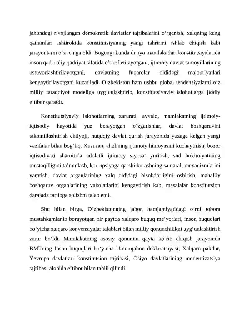 Yangi O‘zbekiston sharoitida konstitutsiyaviy islohotlarning huquqiy asoslari 2