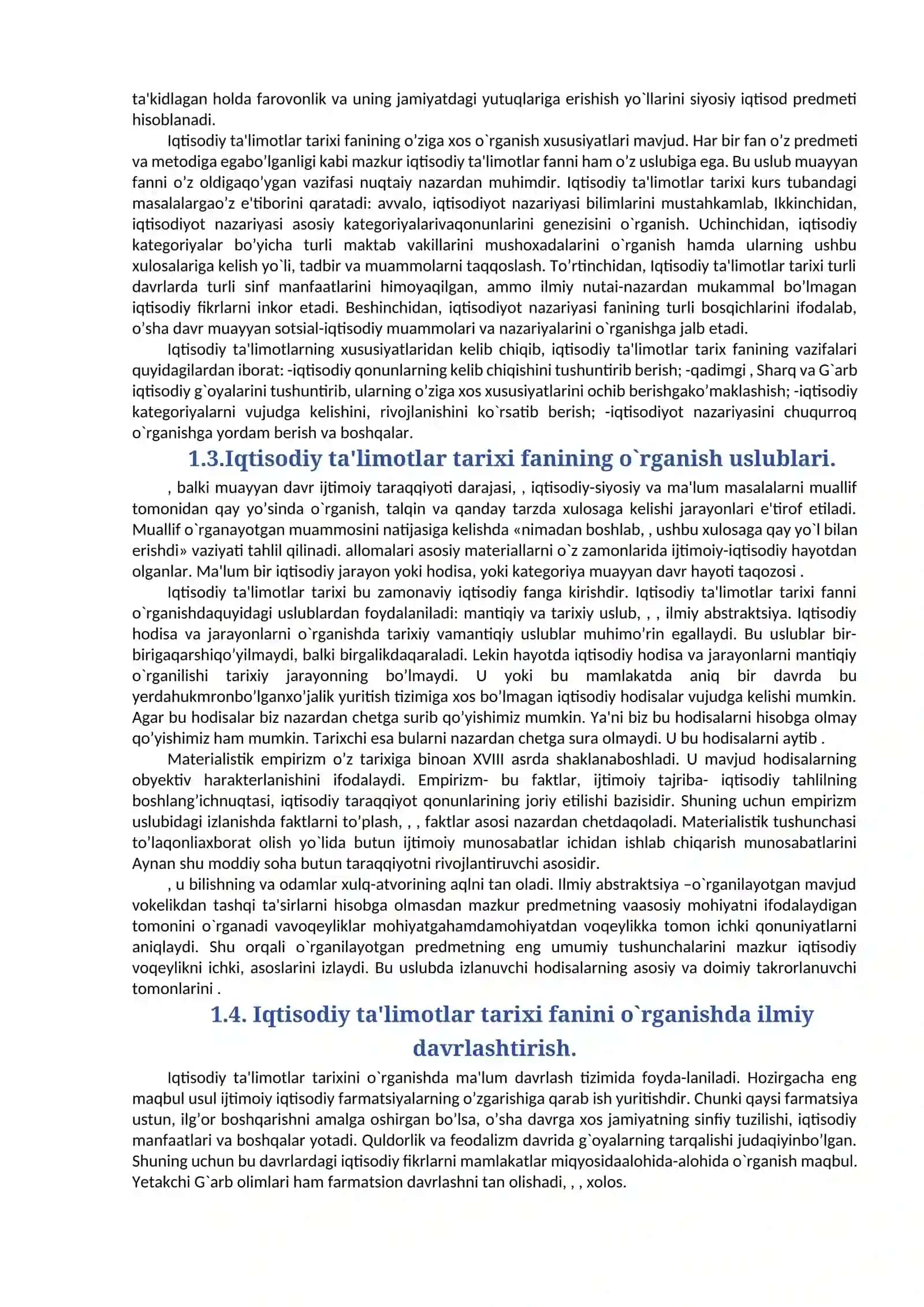 BOB.IQTISODIY TА’LIMOTLАR TАRIXI FАNINING PREDMETI VА O`RGАNISH USLUBIYOTI 2
