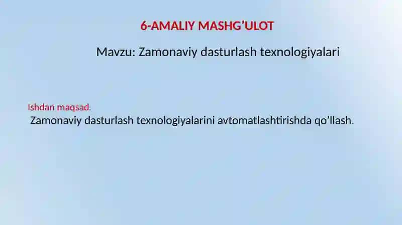 Zamonaviy dasturlash texnologiyalari 2