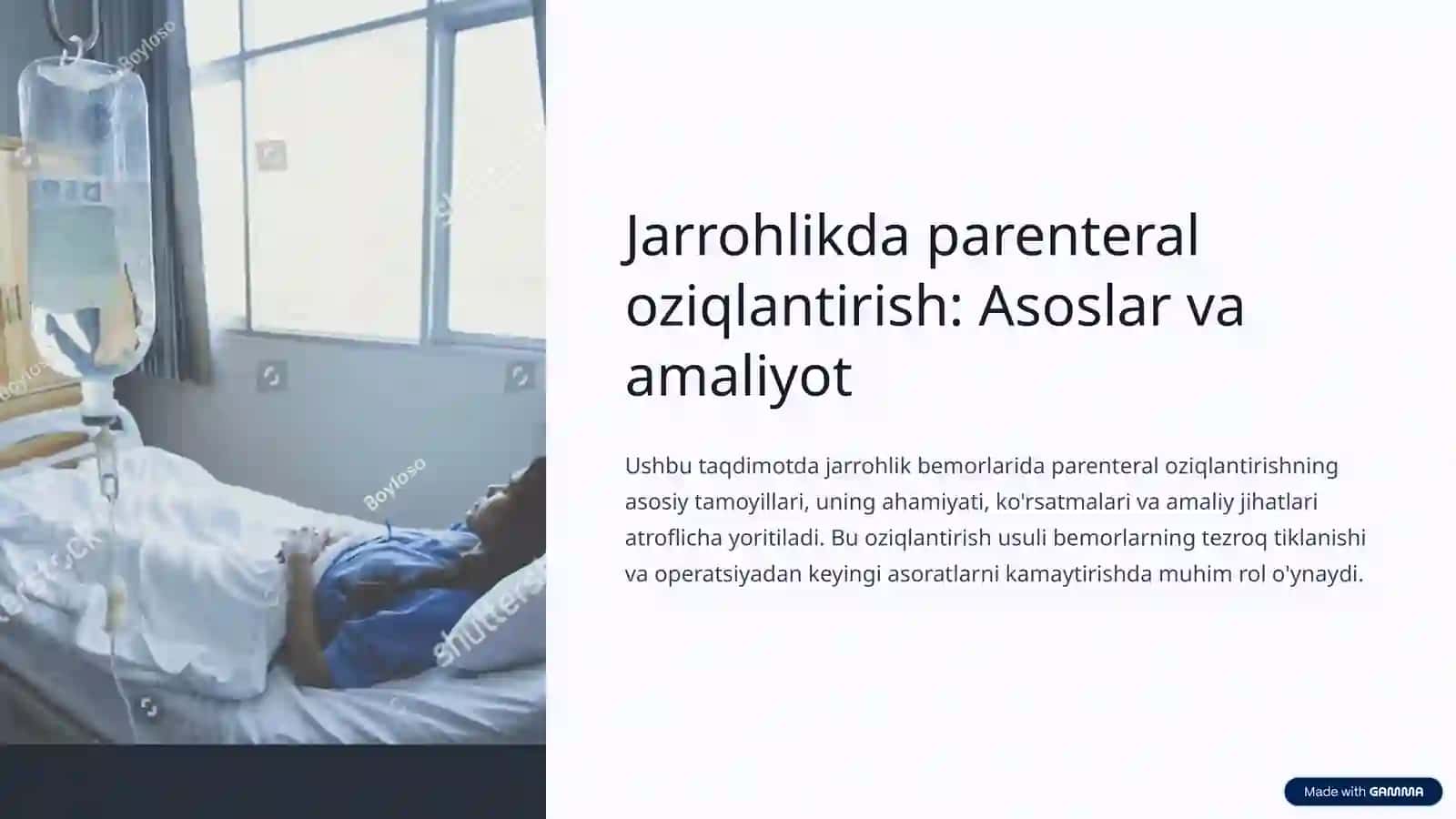Jarrohlikda parenteral oziqlantirish: Asoslar va amaliyot 2