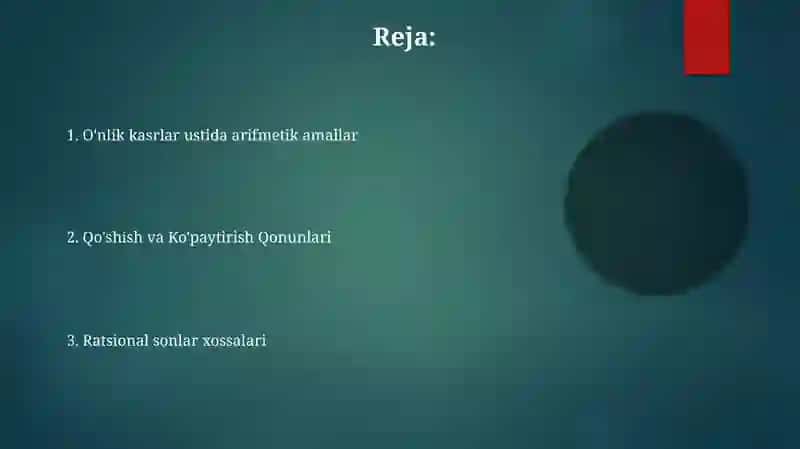O'nlik kasrlar ustida arifmetik amallar 2