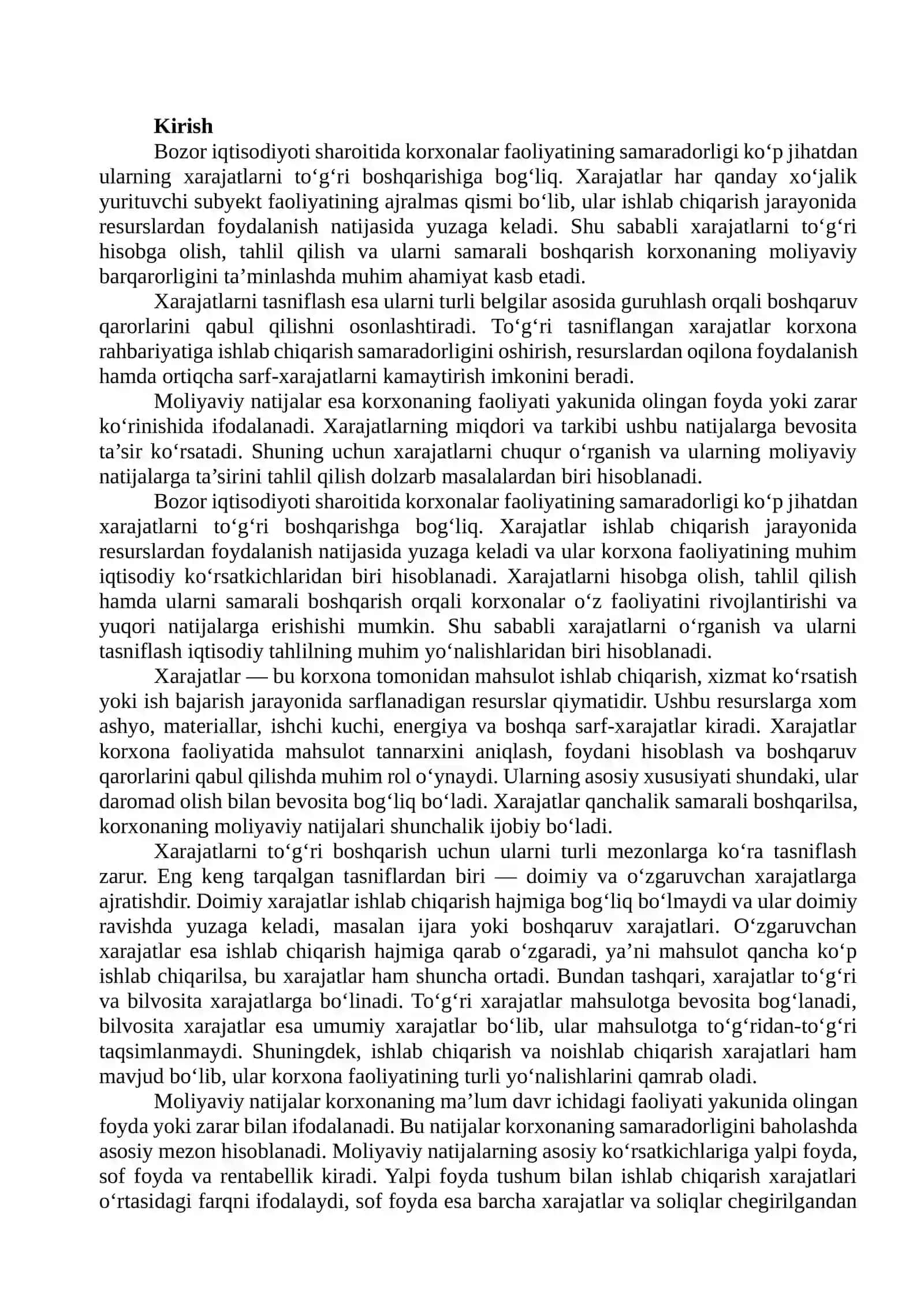 Xarajatlarni tasniflash va moliyaviy natijalarga ta’siri 2