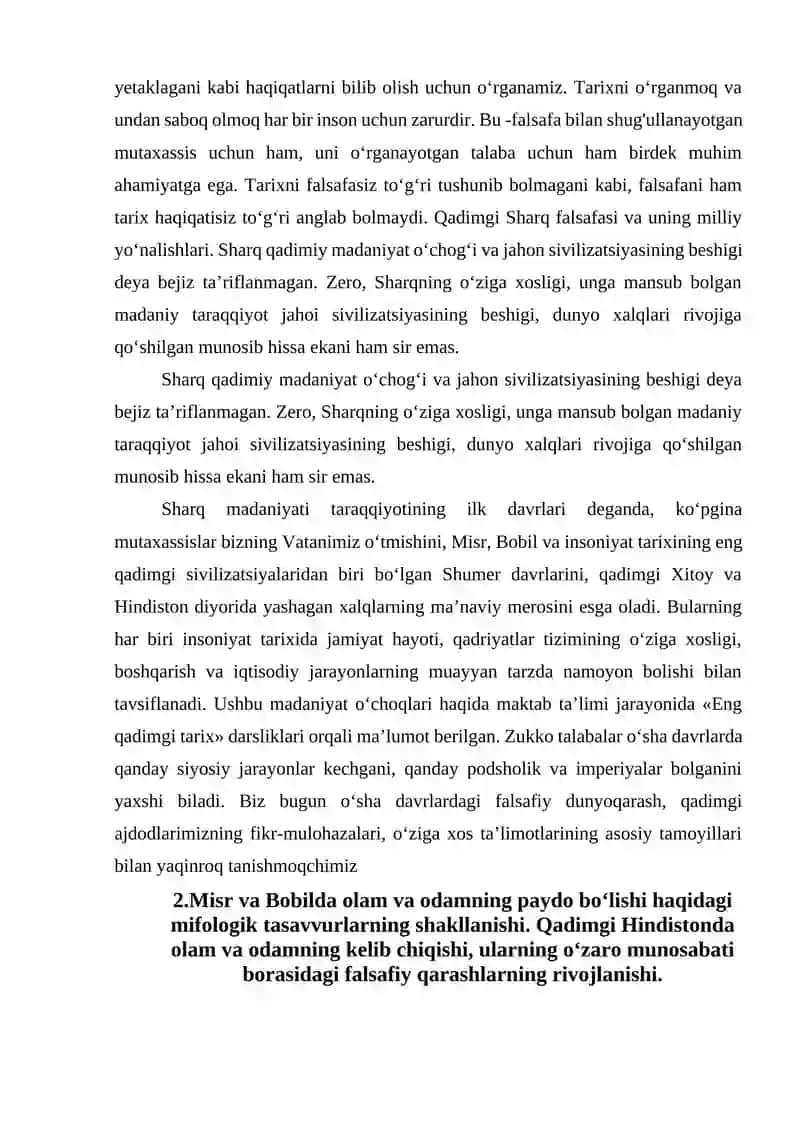 Qadimgi Sharqda Falsafiy Tasavvurlar 2