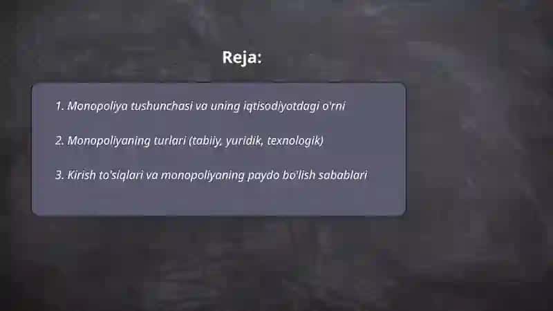Monopolyaning iqtisodiyotda tutgan o'rni 2