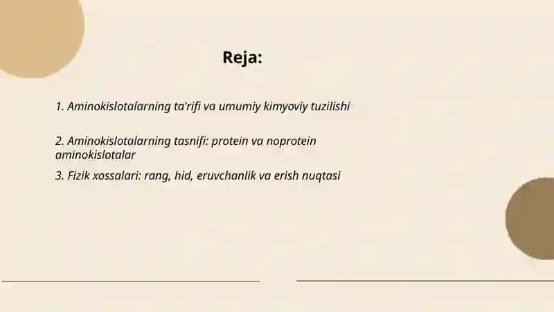 Aminokislotalarning olinishi va xossalari 2