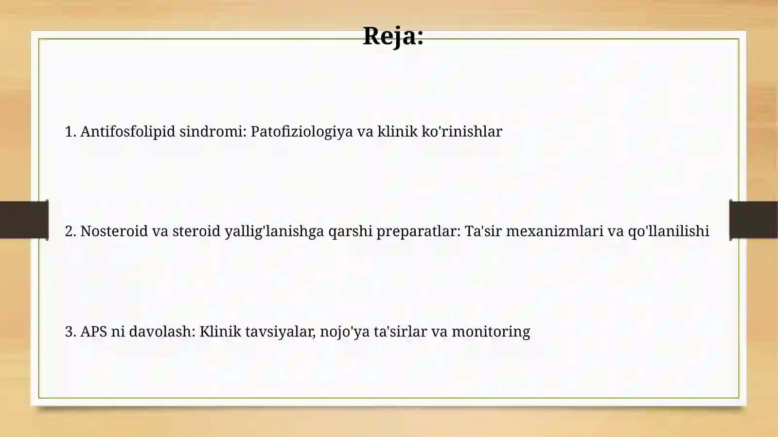 Antifosfolipid sindrom. Yalligʻlanishga qarshi Nosteroid va steroid dori vositalari 2