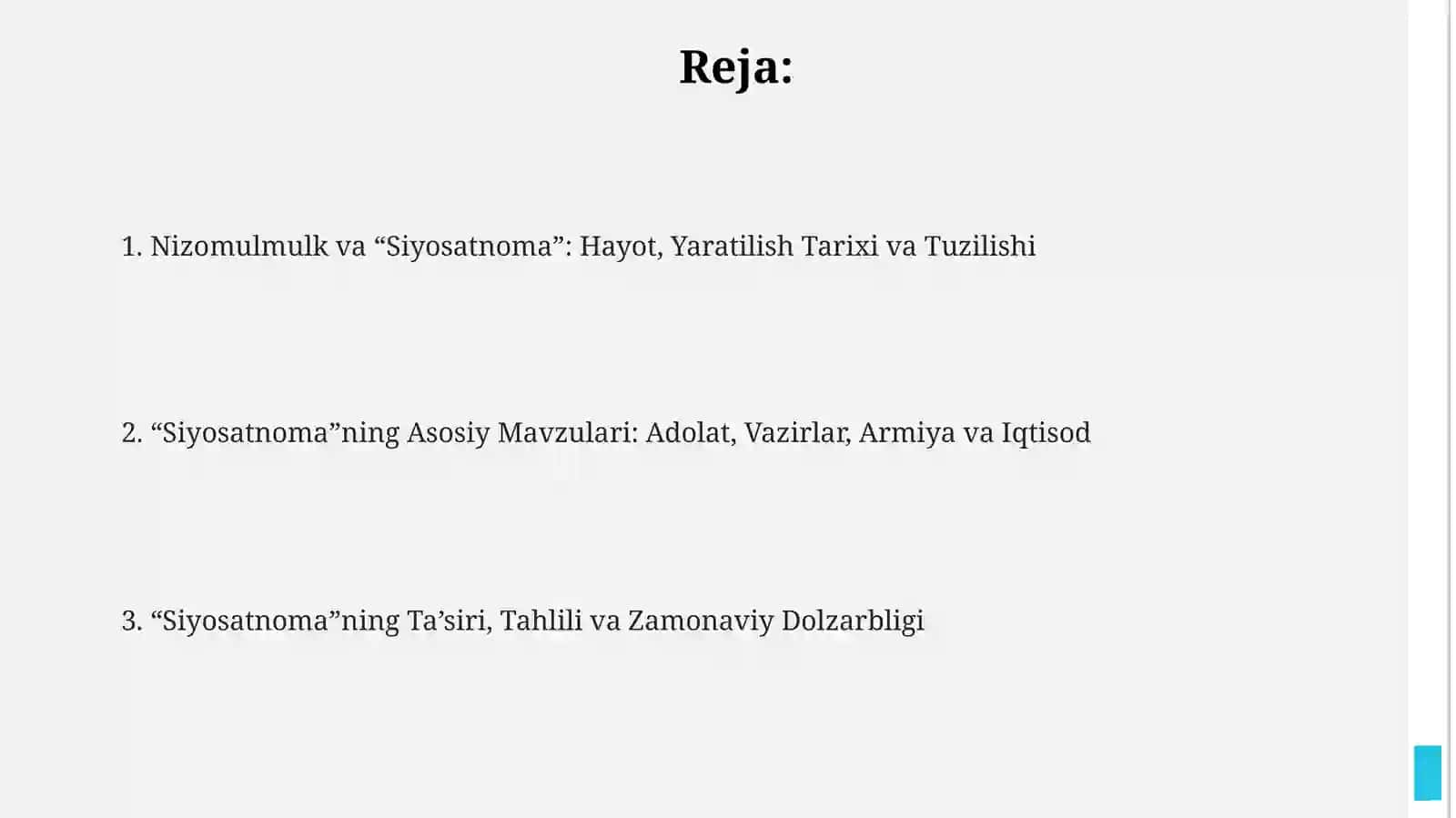 Nizomil Mulkning Siyosatnoma asari 2