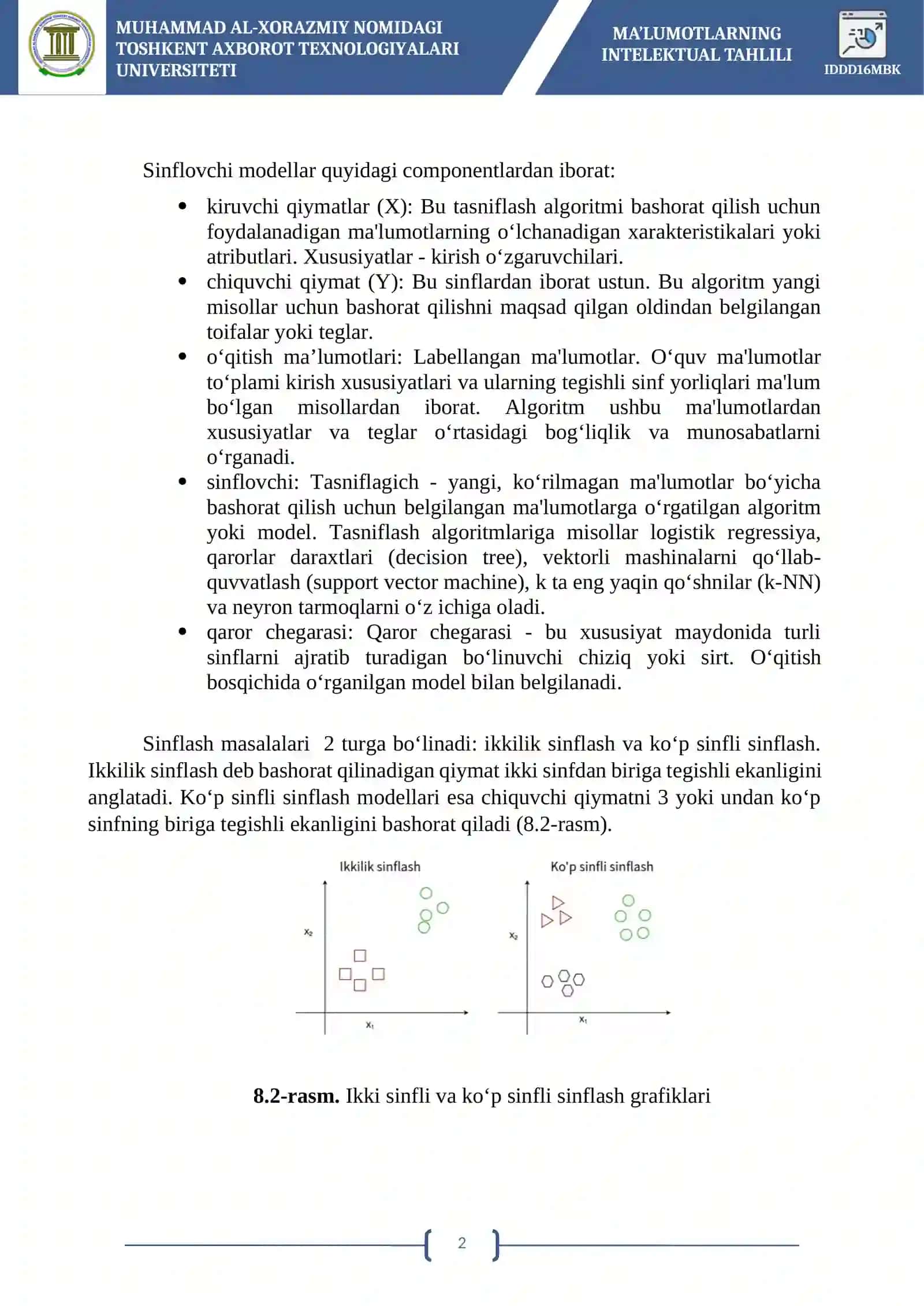 Vektorli mashinalarni qo‘llab-quvvatlash (SVM) usulini amalga oshirish (Scikit-learn yordamida) 2