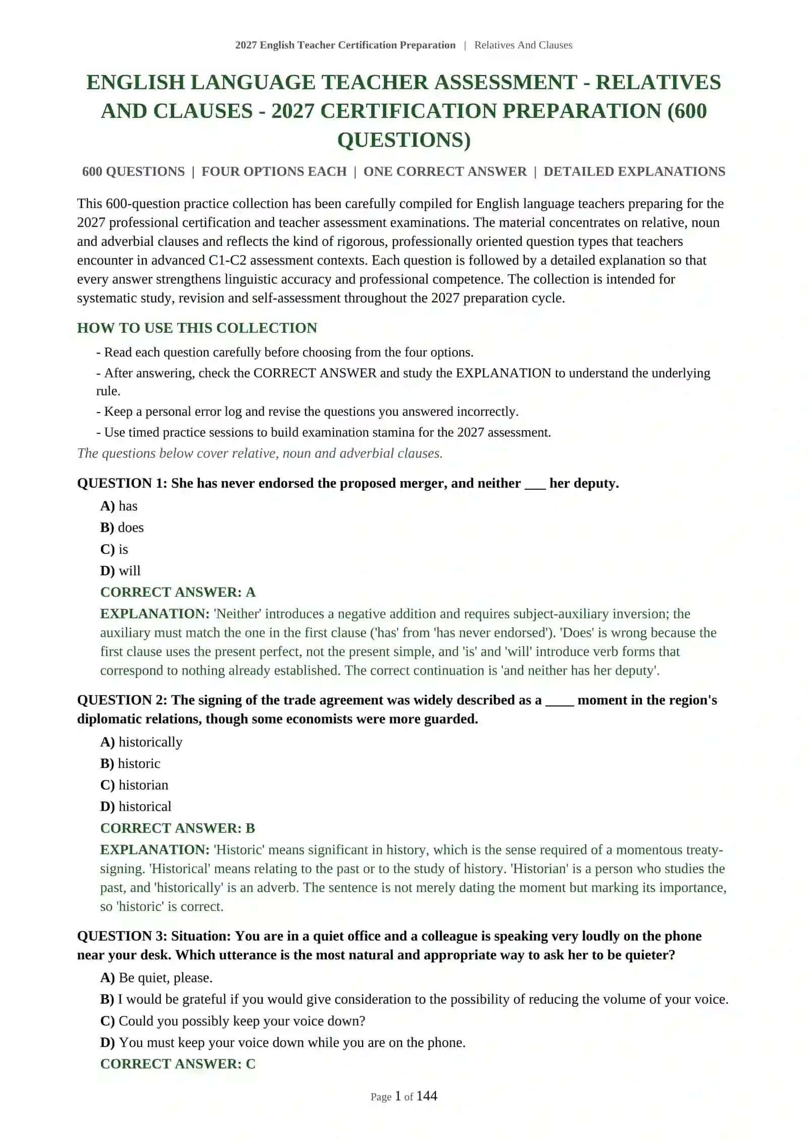 RELATIVES AND CLAUSES- 2027 ENGLISH TEACHER CERTIFICATION PREPARATION 2