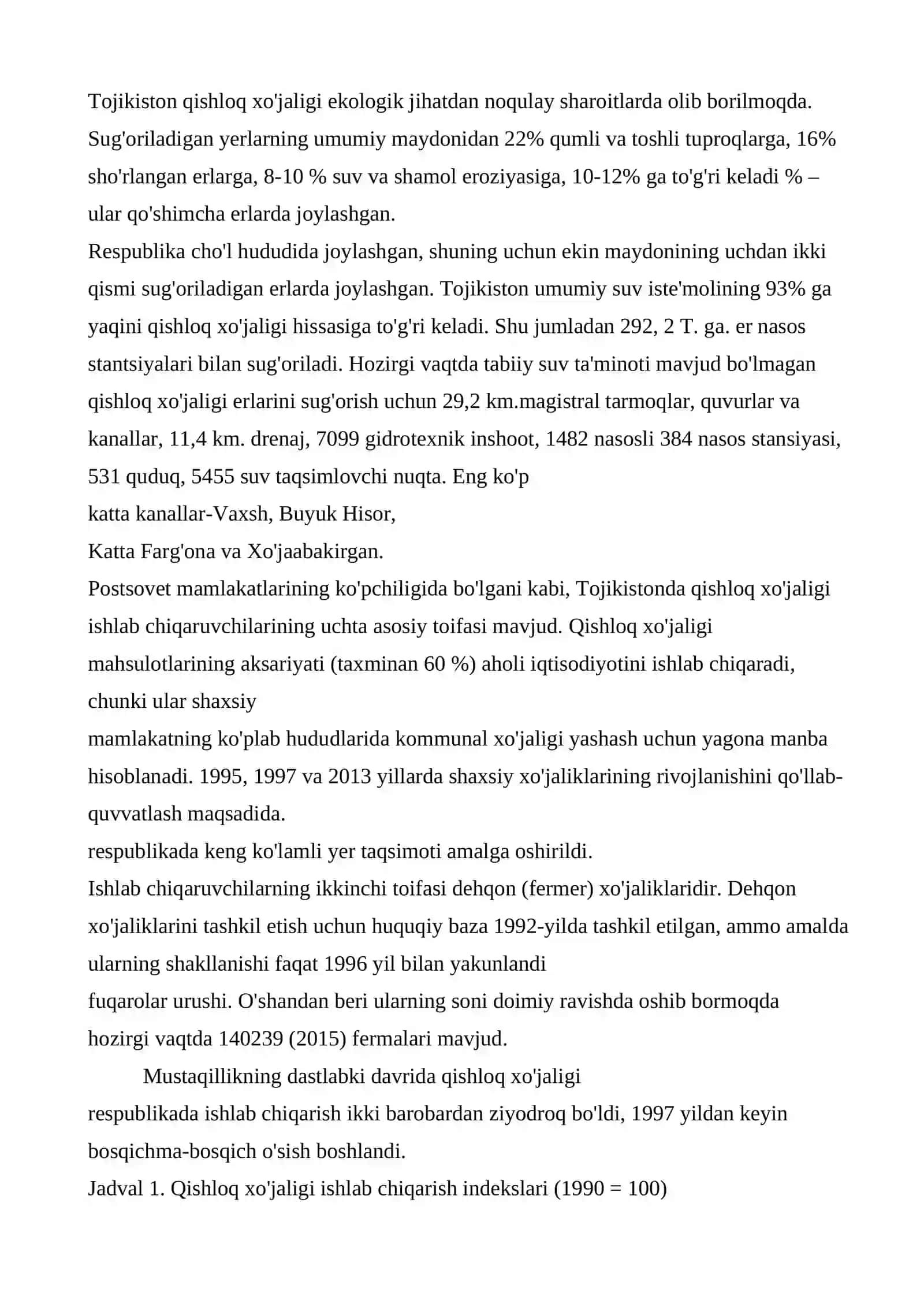 Tojikiston qishloq xo'jaligi geografiyasi 2