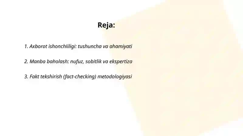 Axborotning ishonchliligi ca tekshirish usullari 2