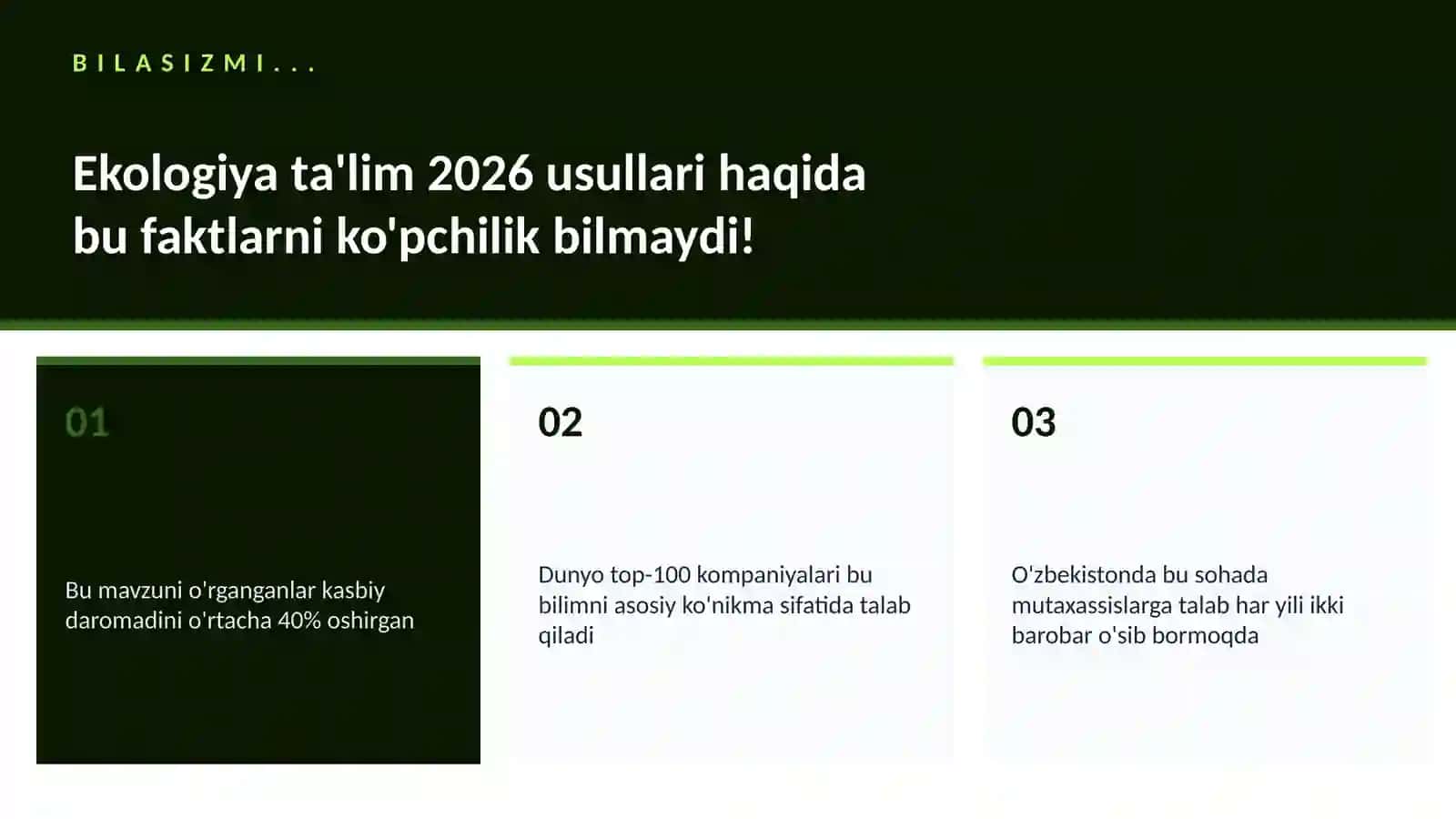 Ekologiya ta'lim 2026 usullari 2