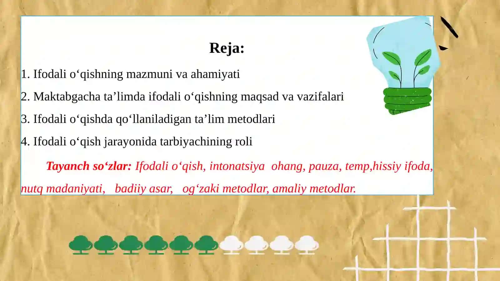 Maktabgacha ta’limda ifodali o’qishda ta’lim metodlari va ulardan foydalanish 2