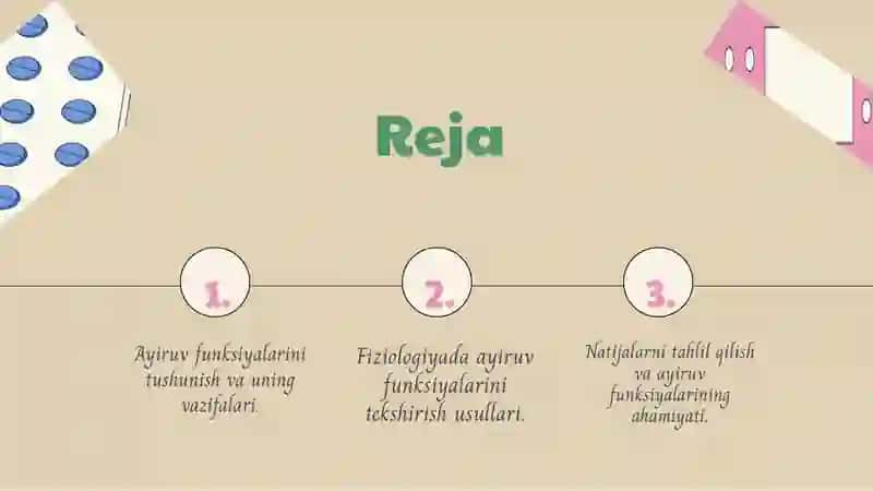 Ayiruv funksiyalarini tekshirish. Fiziologiya 2