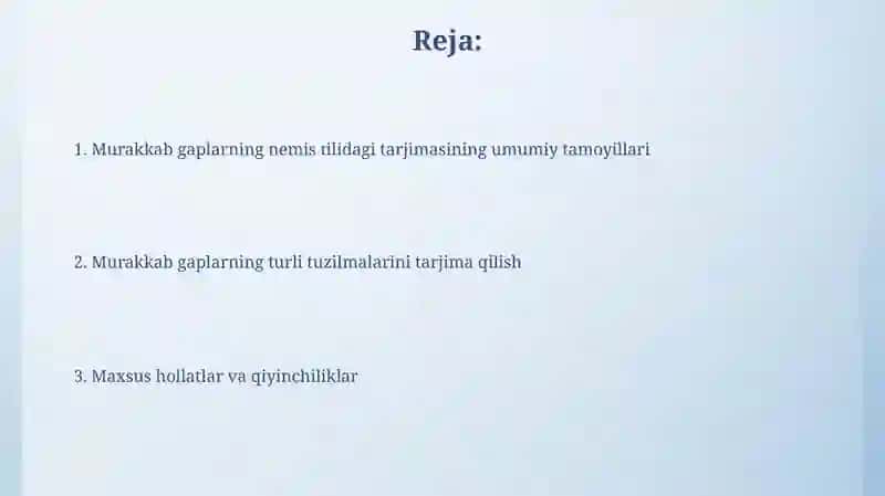 Nemis tilida qo'shma gaplar tarjimasi 2