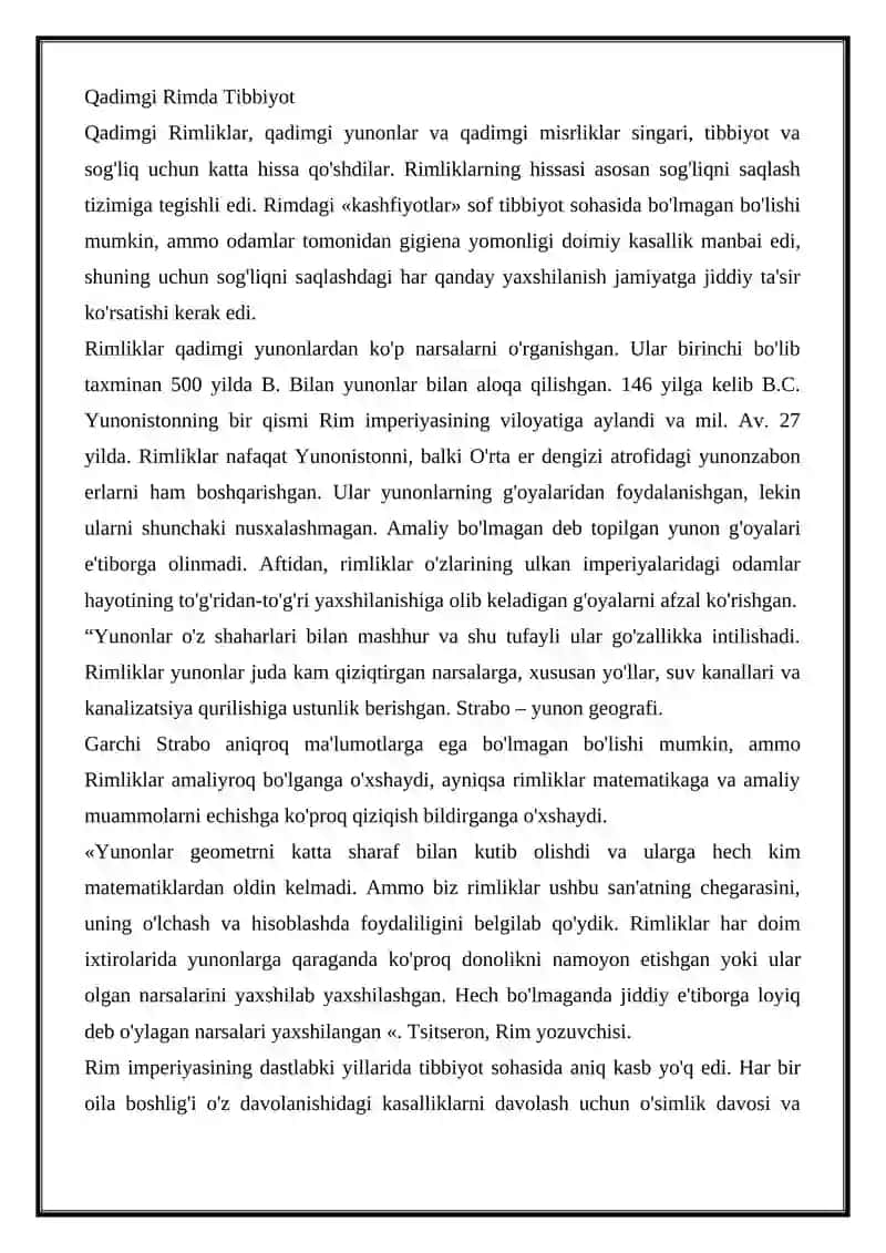 QADIMGI YUNONISTON VA RIM TIBBIYOT TARIXI 2