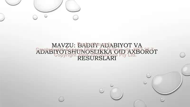 BADIIY ADABIYOT VA ADABIYOTSHUNOSLIKKA OID AXBOROT RESURSLARI 2