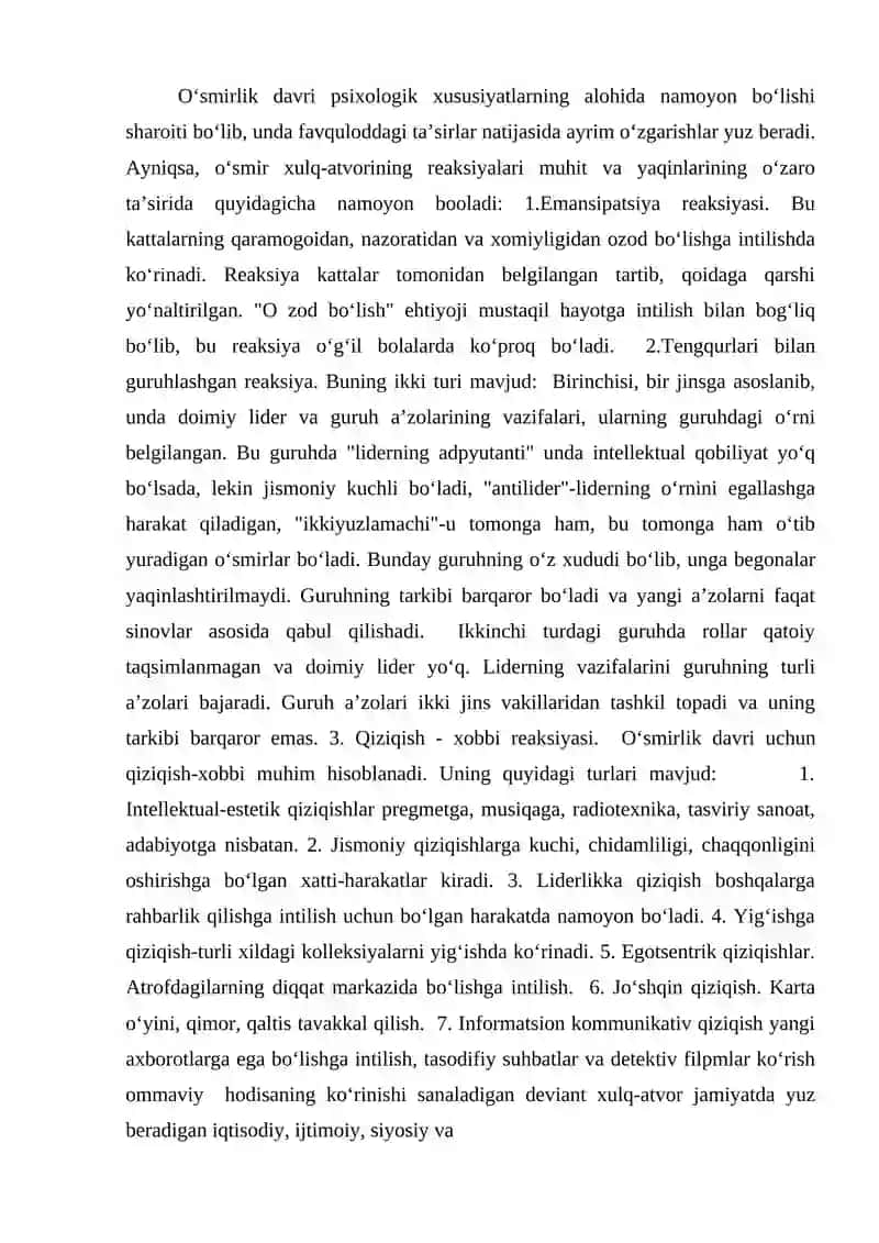 OILA VA DEVIANT XULQ ATVOR MANBAALARI 2