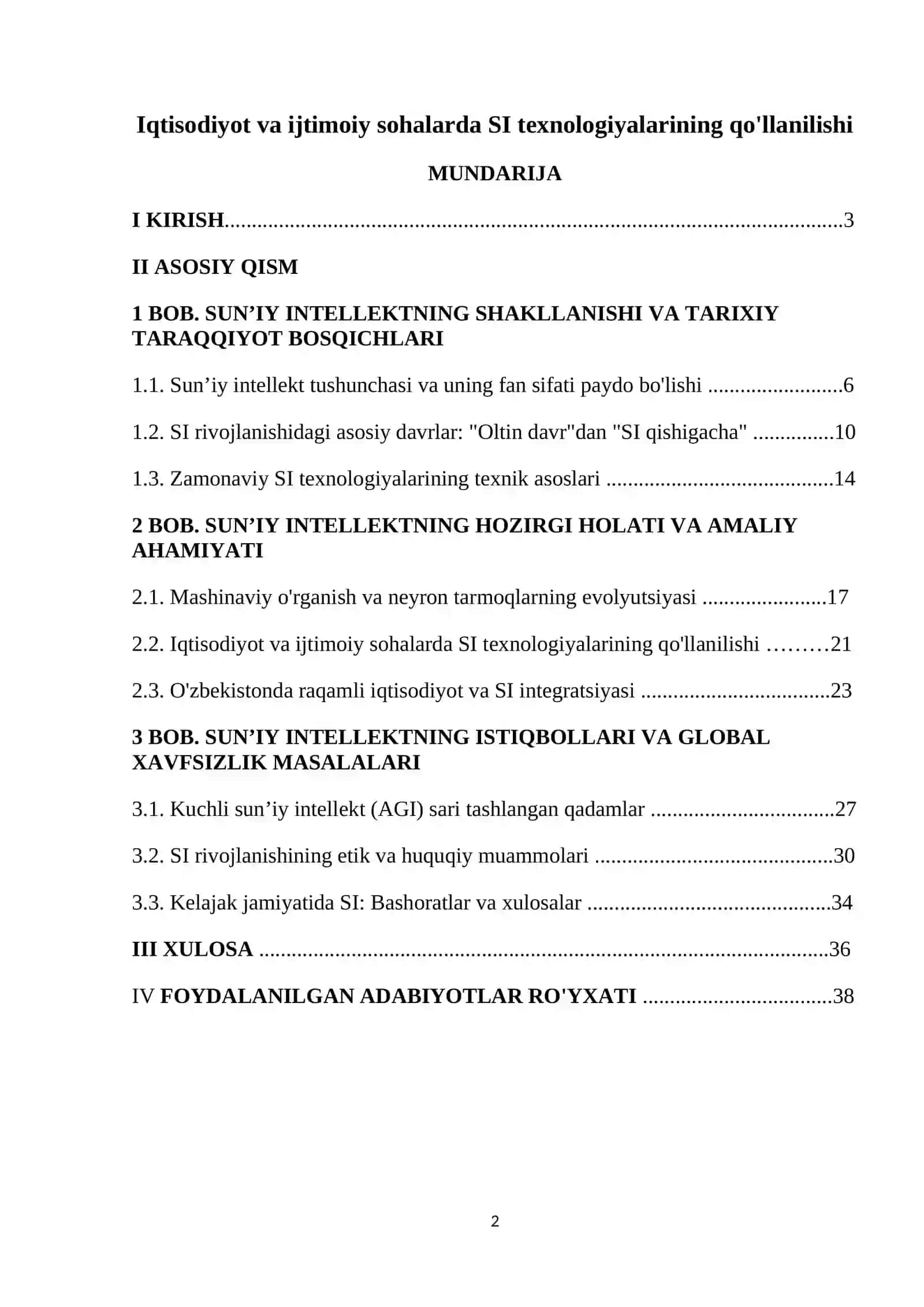 Iqtisodiyot va ijtimoiy sohalarda SI texnologiyalarining qo'llanilishi 2