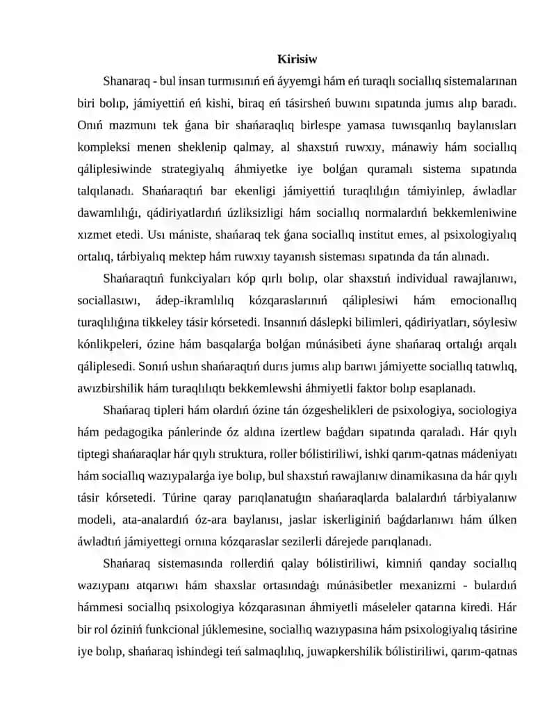 Shanaraq funksiyasi, tipler ham roller 2