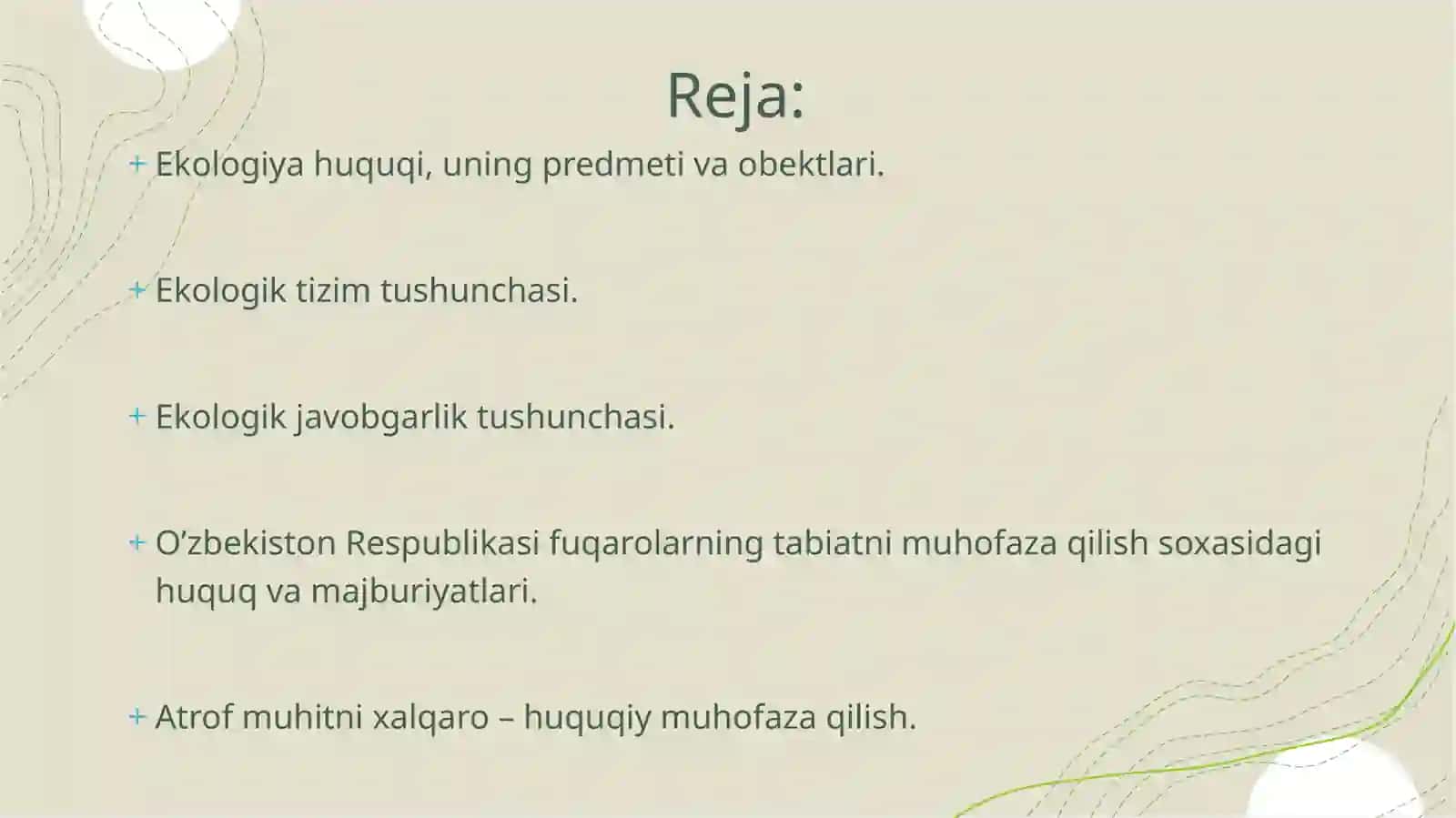 Ekologik huquq asoslari va manbalari 2