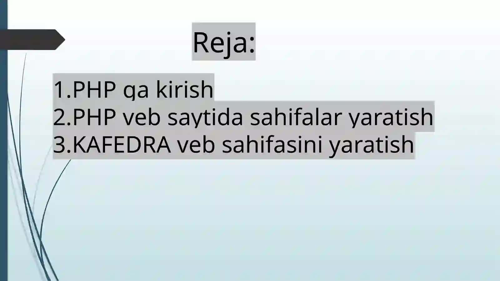 PHP tilida KAFEDRA vebsahifasini yaratish 2