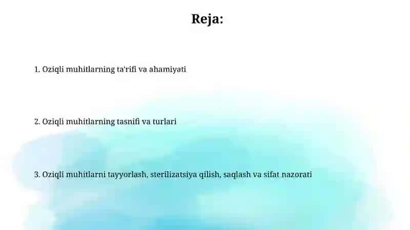 Oziqli muhitlar 2