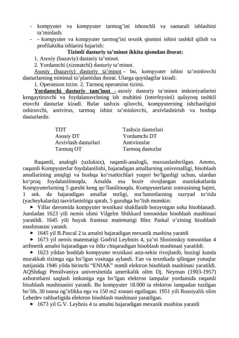 Texnik ta’minot va dasturiy ta’minot 2