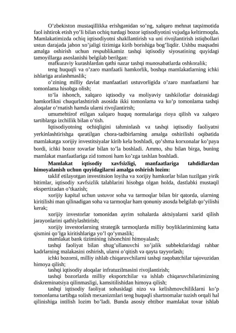 MAMLAKATNING IQTISODIY XAVFSIZLIGINI TAHMINLASH 2