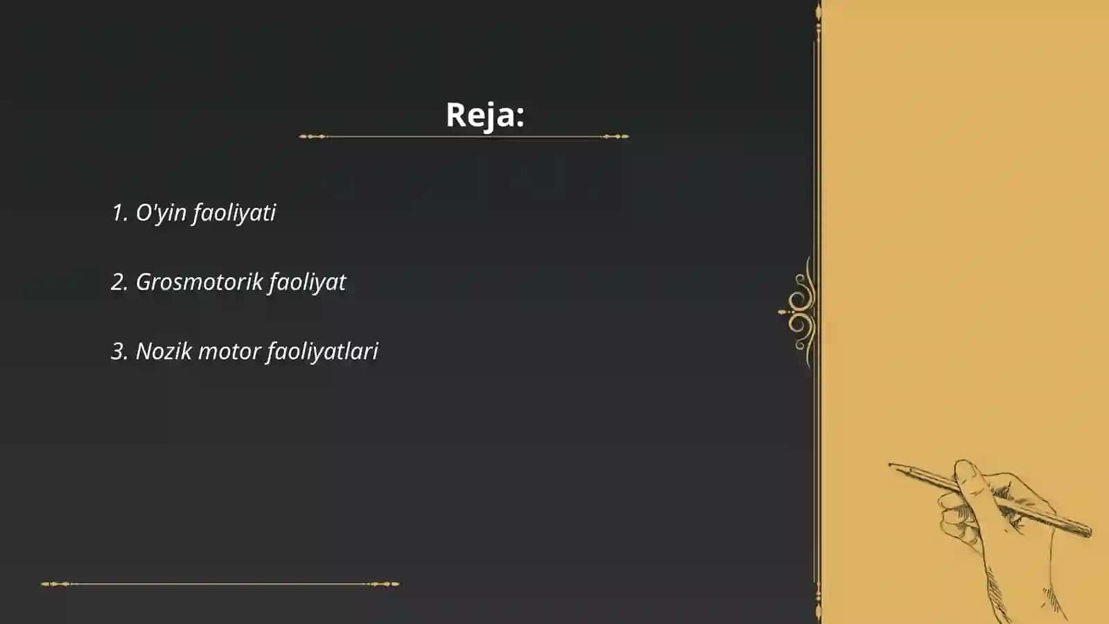 O'yin faoliyati yónalishlari 2