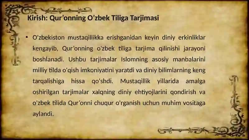 Qur’onning O’zbek Tiliga Tarjimasi 2