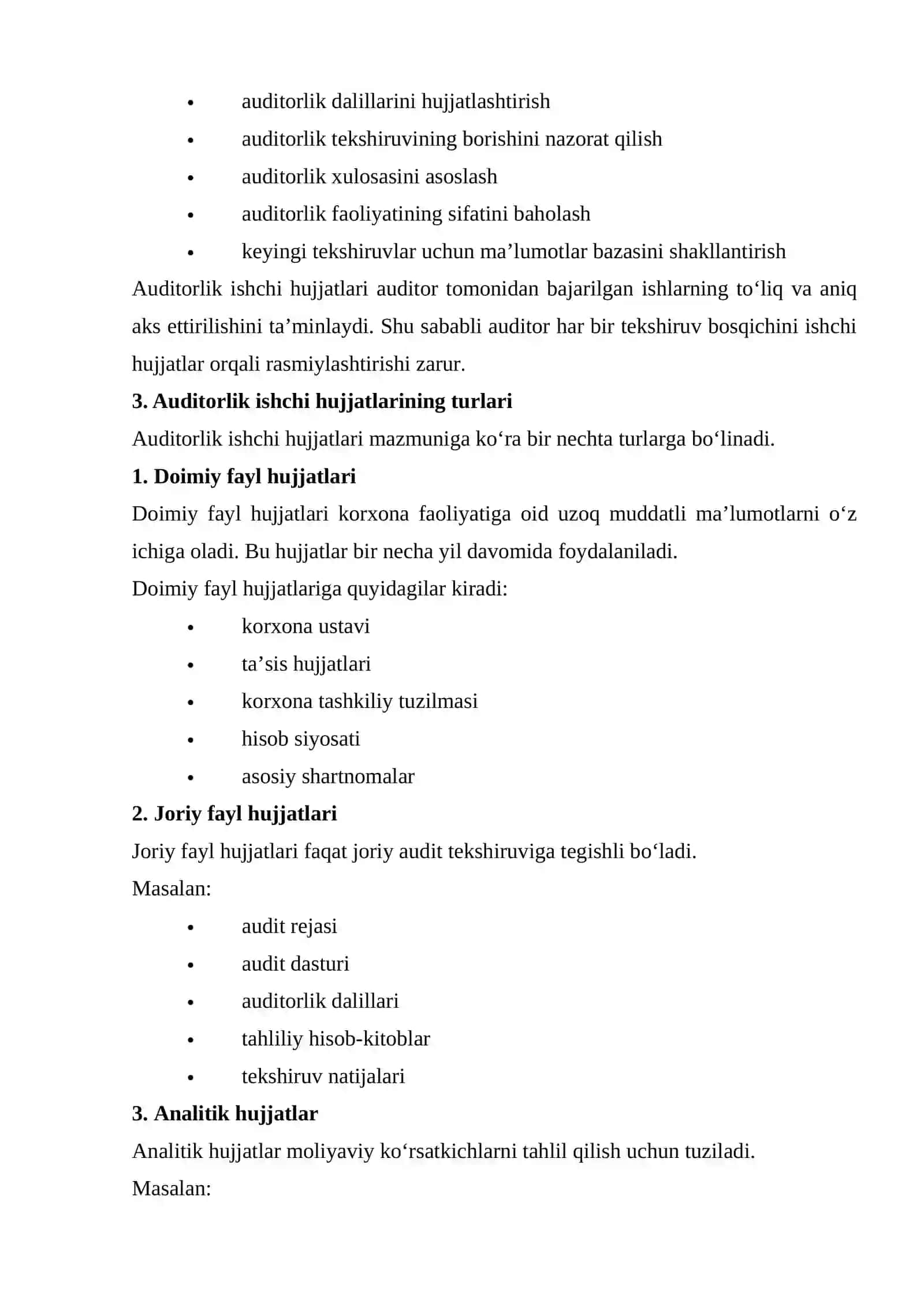 Auditorlik faoliyatida foydalaniladigan ishchi hujjatlar namunalarini to‘ldirish tartibini o‘rganish 2